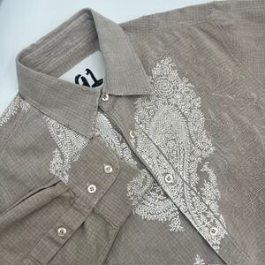 191 Unlimited Men's Large Long Sleeve Button Down Paisley Pattern Shirt
